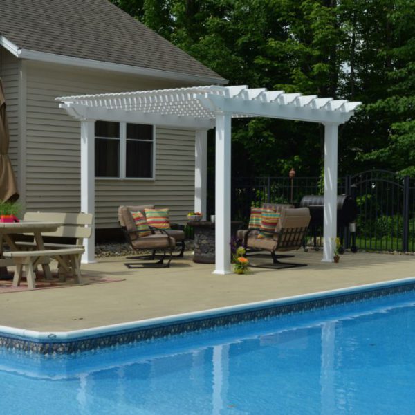 12x12 Urbana, White, Deluxe shade, 6x6 Square posts