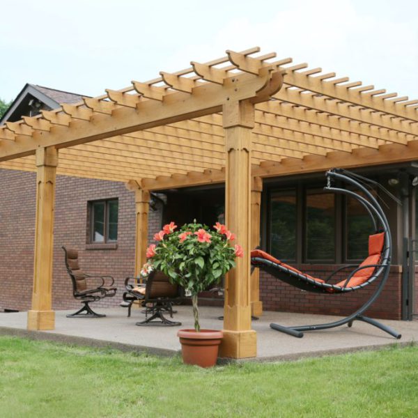 15x23 Outback Pergola in cedartone stain and grandfather posts