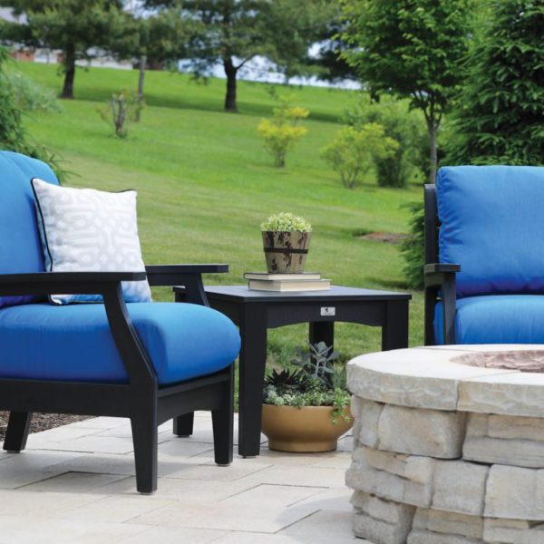 Classic Terrace Club Chair - Black with Canvas Capri Cushions