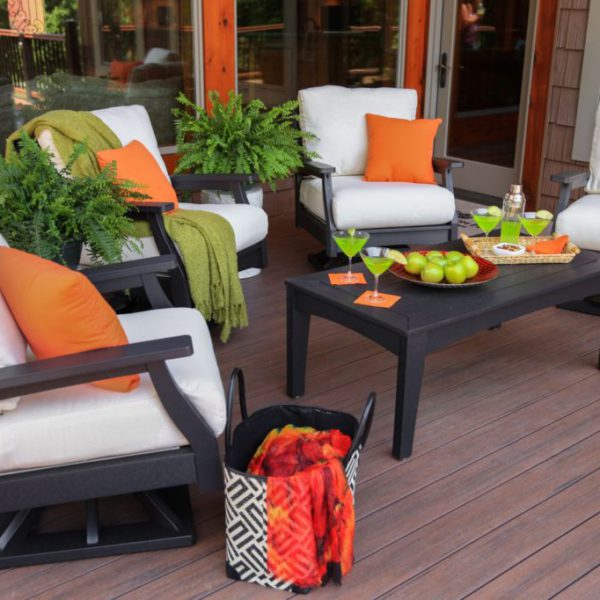 Classic Terrace Swivel Rockers & Rectangle Coffee Table - Black