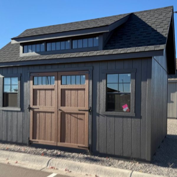 Manor with mini dormer black brown doors