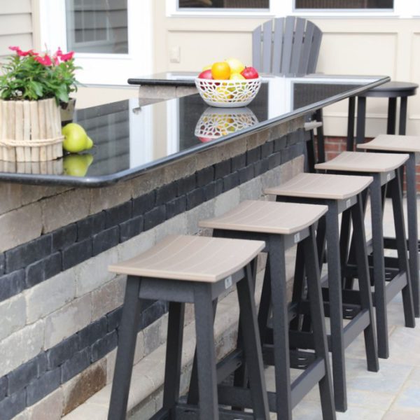 Saddle Bar Stool - Weatherwood on Black (2)