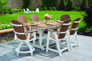 natural finishes antique mahogany on white 44x72 table with chairs