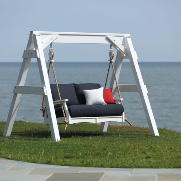 Classic Terrace Loveseat Swing - White in Vinyl A-Frame (2)