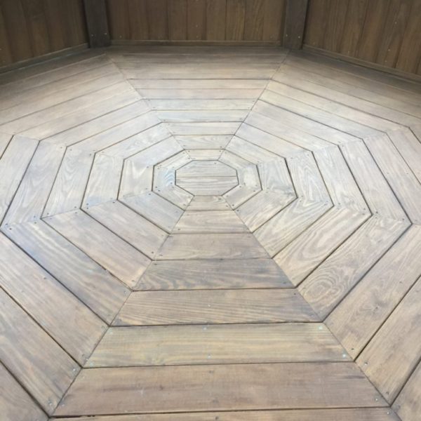 Octagon Wood Gazebo Enclosure inside floor