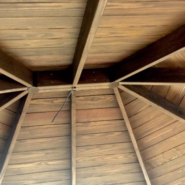 Oval Wood Gazebo Enclosure inside ceiling