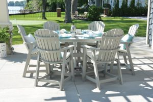 60 Inch Round Garden Classic Table and Comfo Back Counter Chair - Light Gray